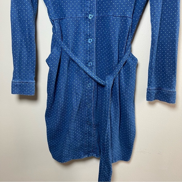 Boden Blue Long Sleeve Notched Collar Shirt Dress - Picture 2 of 14